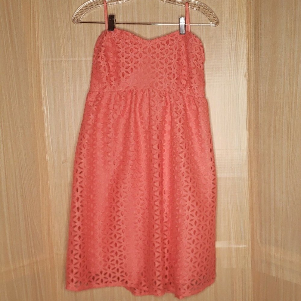 Motherhood Maternity Womens Coral New Strapless Dress medium.